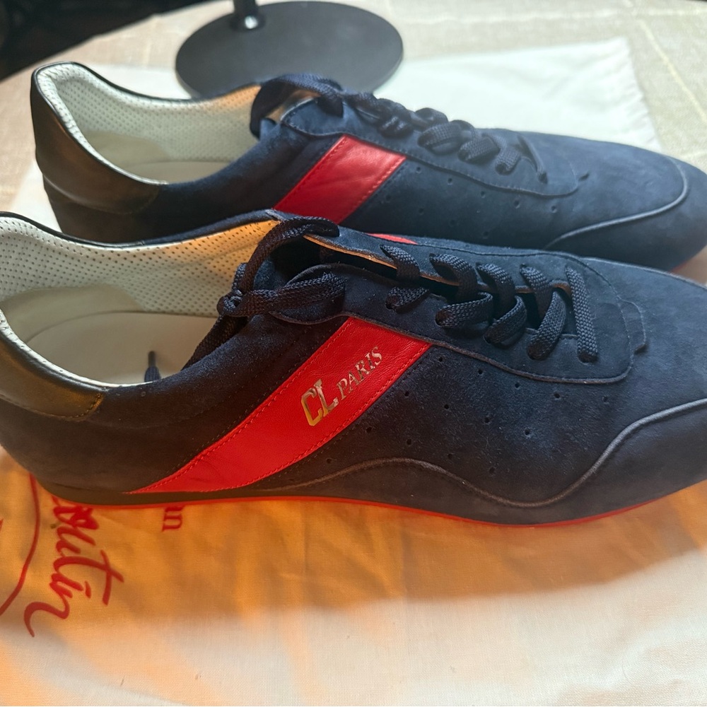 Christian Louboutin Men’s Suede Sneakers – Navy/Red – CL Paris - Picture 7 of 7